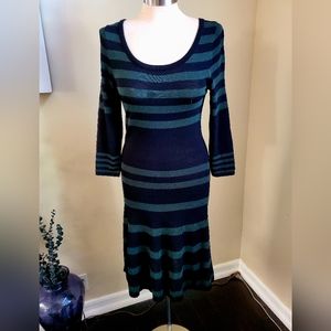 MAX STUDIO Green & Black striped dress size M